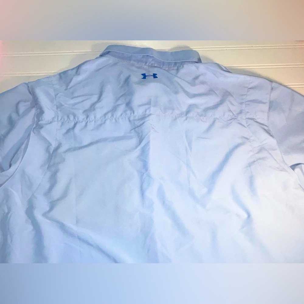 Under Armour Men's XXL Loose Shirt Lightweight Zip Chest Pocket Light Blue - Picture 4 of 9